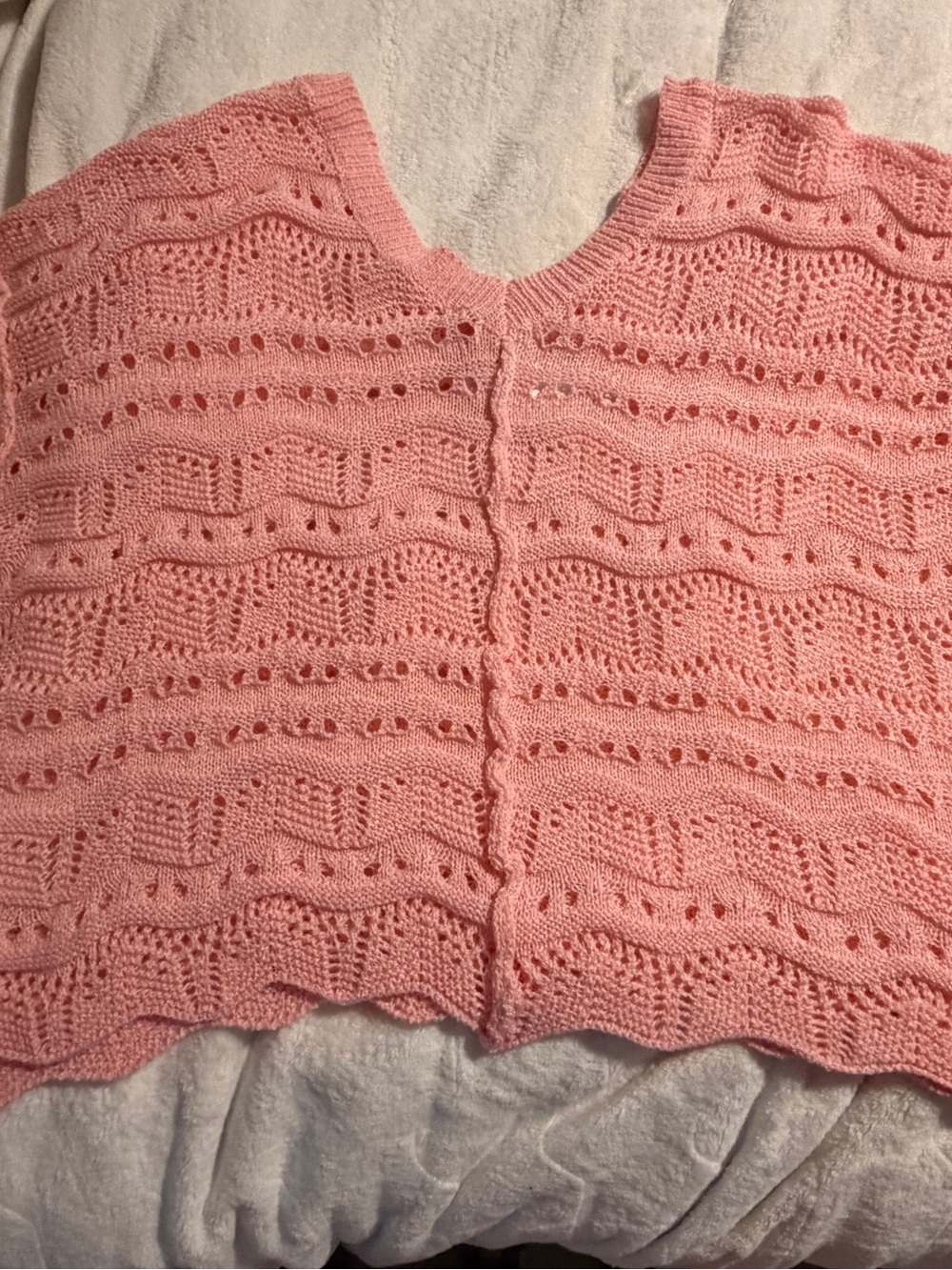 POL Pink Openwork Knit Cardigan Top